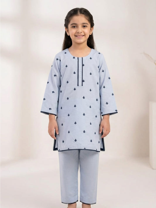 Ocean Breeze Embroidered Lawn Kurti & Trouser Set for Girls | Smart-Casual Wear
